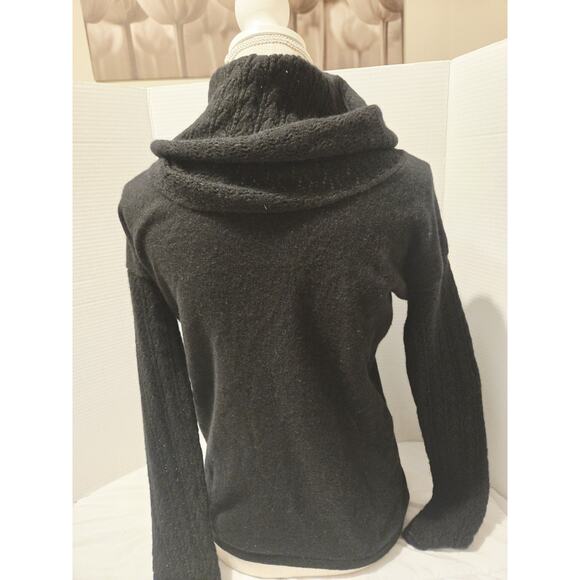 Garnet Hill Cashmere Sweater Black Cowl Neck Sz xS - Picture 3 of 9